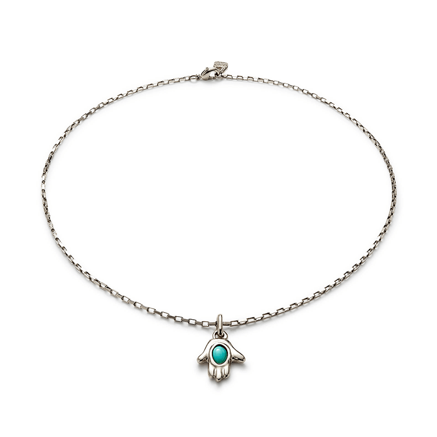 Sterling Silver Plated Ser Unico Turquoise Charm Necklace COL2016TQSMTL0U