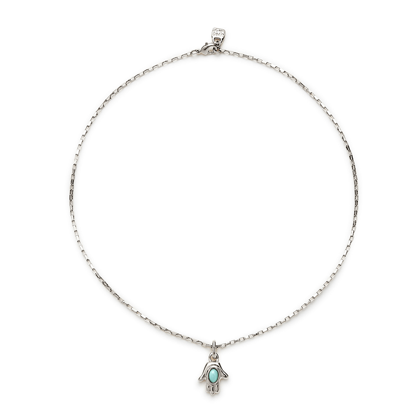Sterling Silver Plated Ser Unico Turquoise Charm Necklace COL2016TQSMTL0U