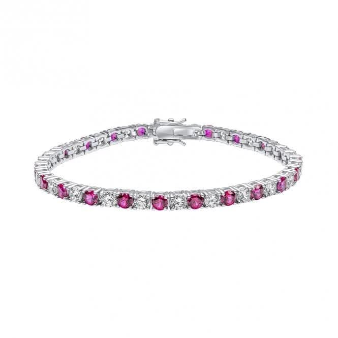 Sterling Silver Red and Clear Cubic Zirconia Bracelet B5474