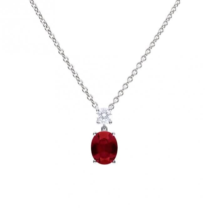 Sterling Silver Red and Clear Cubic Zirconia Pendant P5392