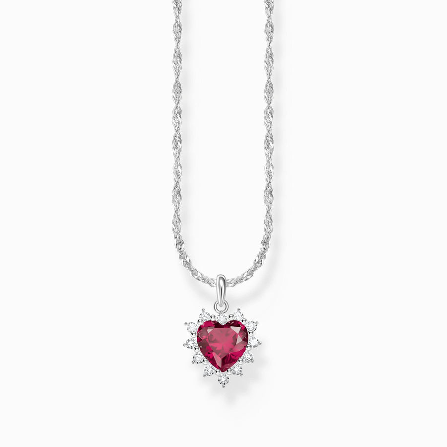 Sterling Silver Red Heart Romance Necklace KE2305-013-10