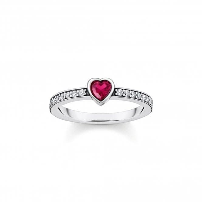 Sterling Silver Red Zirconia Heart Shaped Solitaire Ring TR2448-640-10
