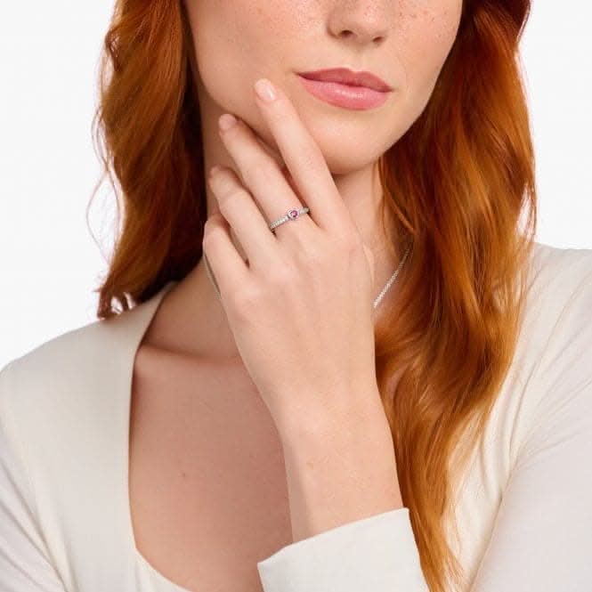 Sterling Silver Red Zirconia Heart Shaped Solitaire Ring TR2448-640-10