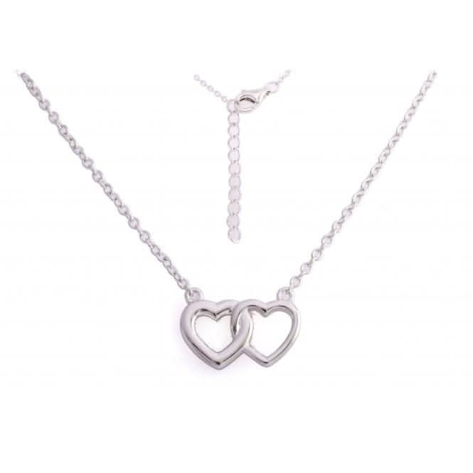 Sterling Silver Rhodium Plated Double Heart Necklace ERLN003