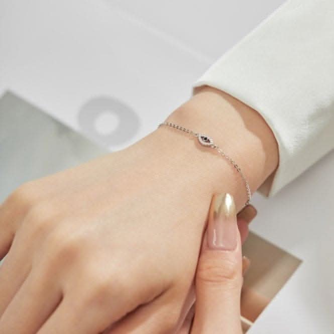 Sterling Silver Rhodium Plated Evil Eye Bracelet ERLB014Ellie Rose LondonERLB014