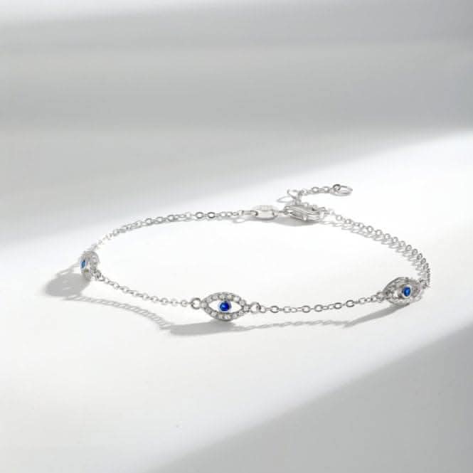 Sterling Silver Rhodium Plated Evil Eye Bracelet ERLB018Ellie Rose LondonERLB018