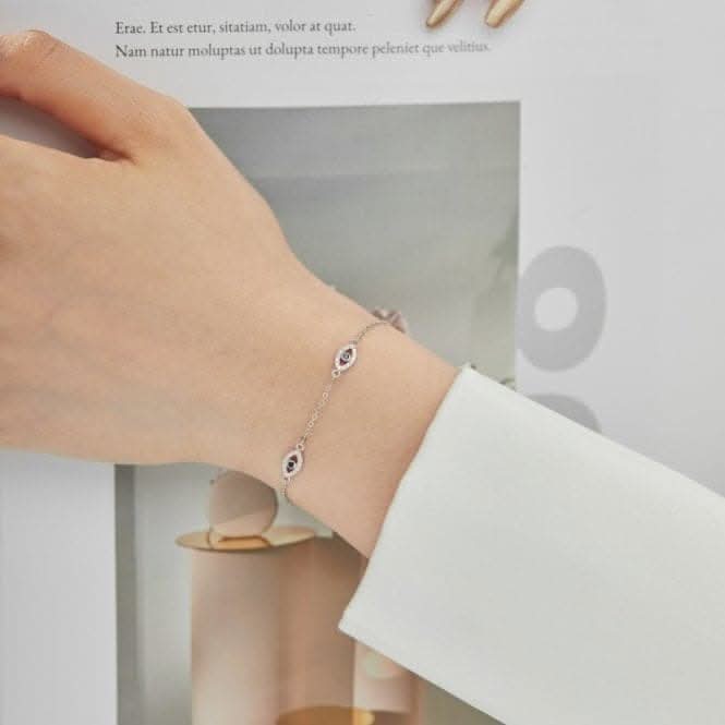 Sterling Silver Rhodium Plated Evil Eye Bracelet ERLB018Ellie Rose LondonERLB018