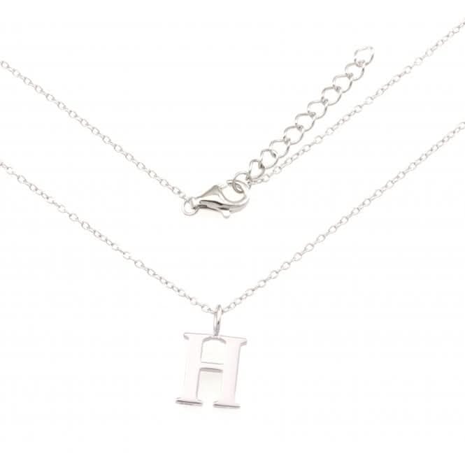 Sterling Silver Rhodium Plated Letter H Necklace ERLN004-H