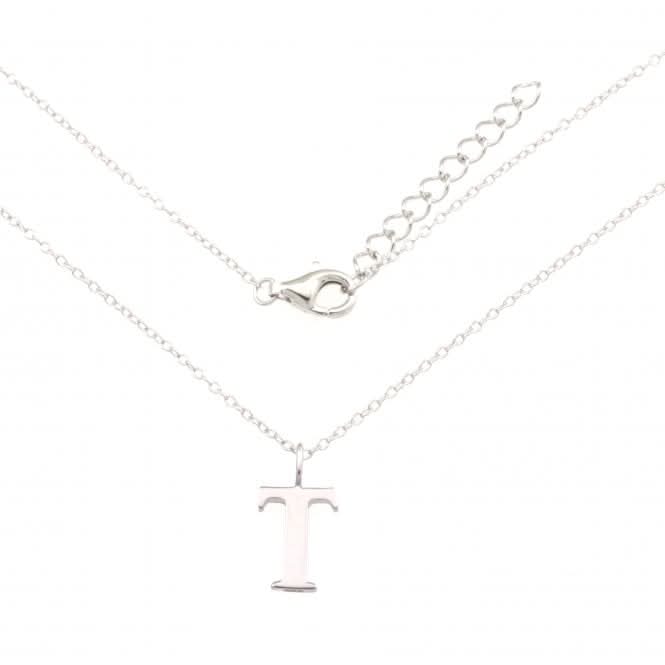 Ellie Rose London Sterling Silver Rhodium Plated Letter T Necklace