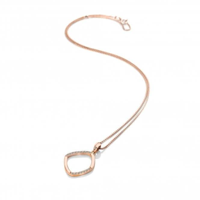 Sterling Silver Rose Gold Behold White Topaz Large Pendant DP783