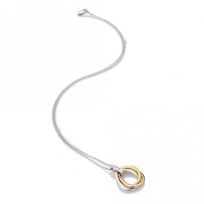 Sterling Silver Rose Gold & Gold Accents Trio Teardrop Pendant DP780