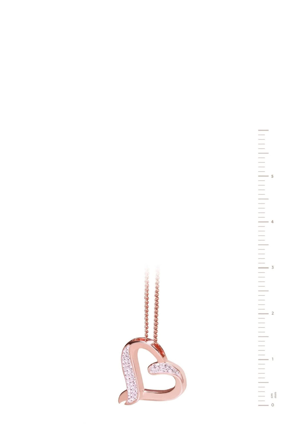 Sterling Silver Rose Gold Plated Crystal Open Heart Pendant Necklace