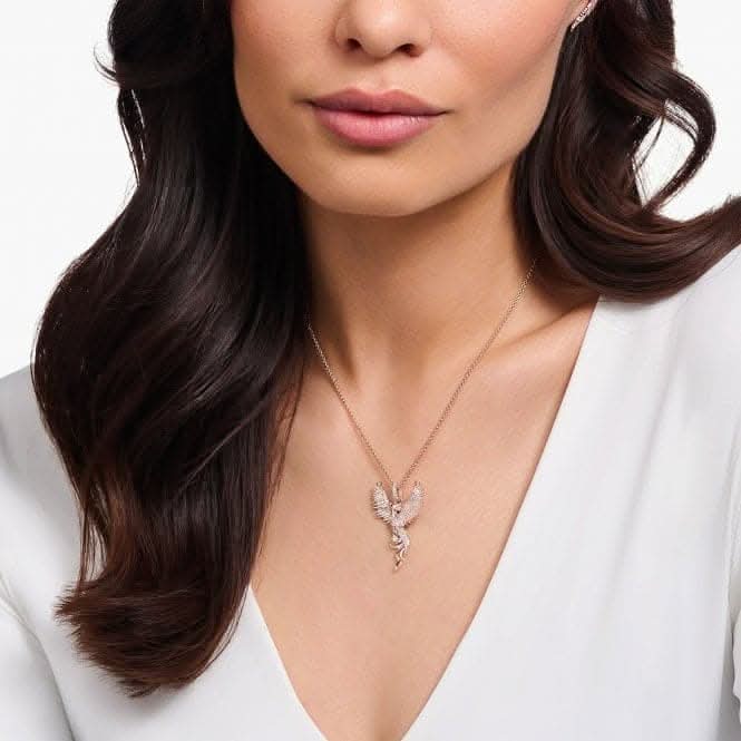 Sterling Silver Rose Gold Plated Phoenix Necklace KE2191-426-7-L45V