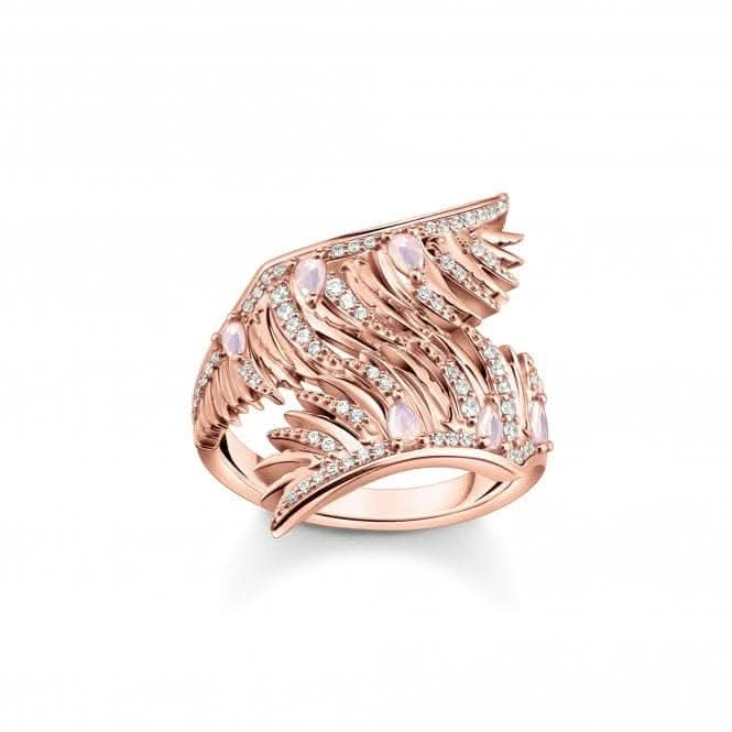 Sterling Silver Rose Gold Plated Pink Stones Phoenix Wing Ring TR2409 - 323 - 9Thomas Sabo Sterling SilverTR2409 - 323 - 9 - 48