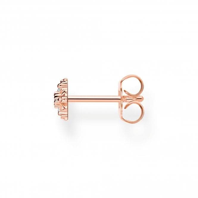 Sterling Silver Rose Gold Plated Snowflake With White Stones Single Earring H2260-416-14