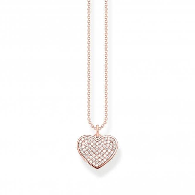 Sterling Silver Rose Gold Plated White Heart Necklace KE2127-416-14-L45V
