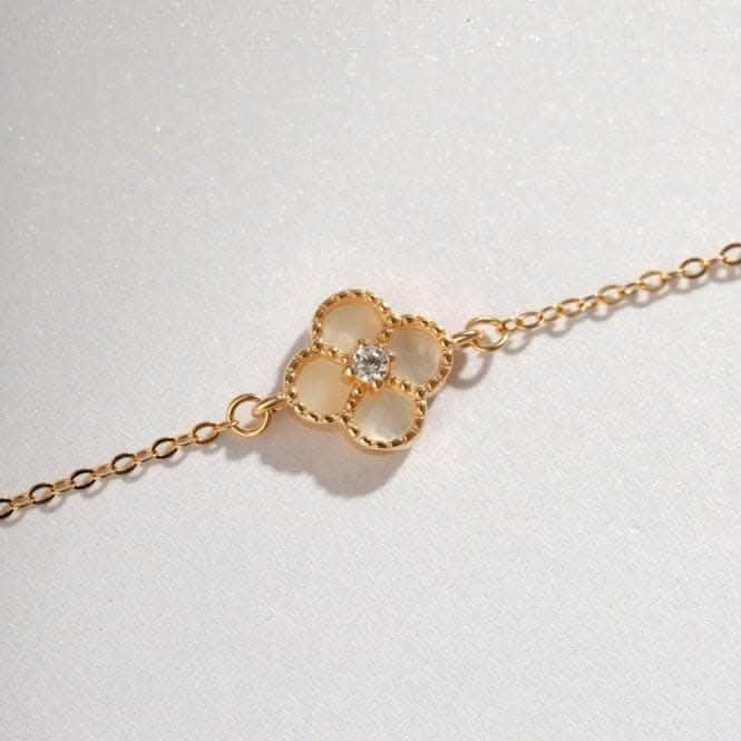 Sterling Silver Rose Gold Plated White Lucky 4 Leaf Bracelet ERLB043Ellie Rose LondonERLB043