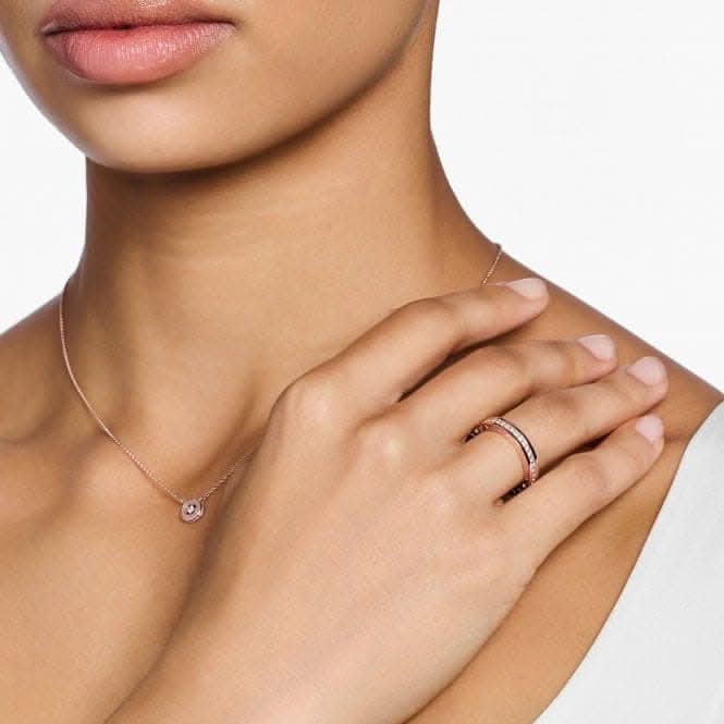 Sterling Silver  Rose Gold Plated White Pavé Stones Ring TR2254-416-14