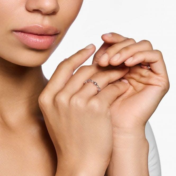 Sterling Silver Rose Gold Plated White Stones Ring TR2256-416-14