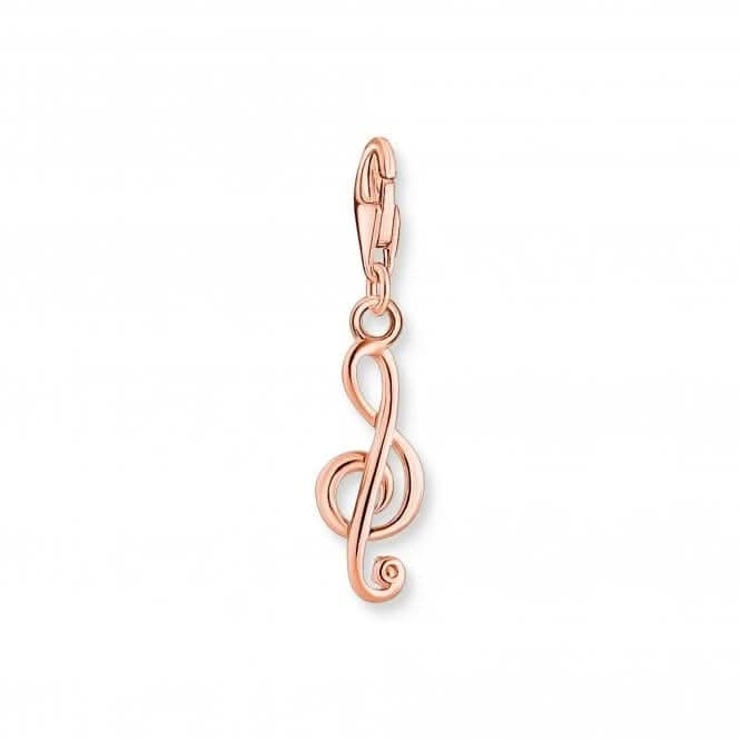 Sterling Silver Rose Gold Plated Zirconia Musical Clef Charm 1899-416-14