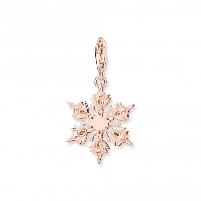 Sterling Silver Rose Gold Plated Zirconia White Snowflake Charm 1903-416-14