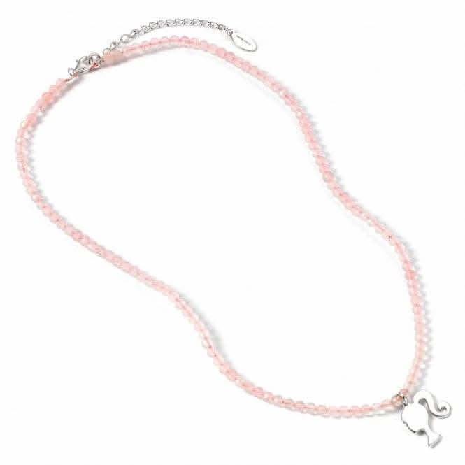 Sterling Silver Silhouette Charm Rose Quartz Bead Necklace BMSN0023