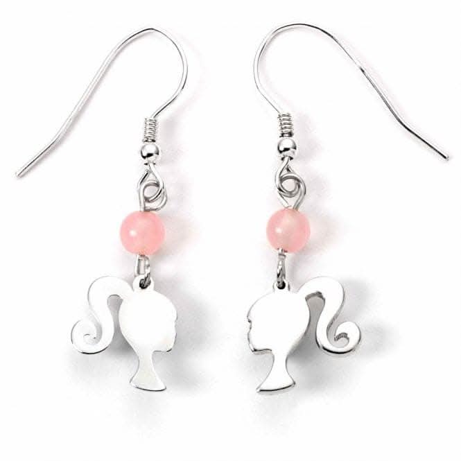 Sterling Silver Silhouette Rose Quartz Drop Earrings BMSDE0025