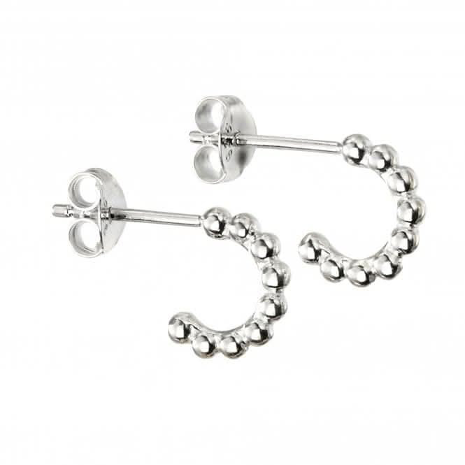 Sterling Silver Silver Small Ball 3/4 Hoop Earrings E5866