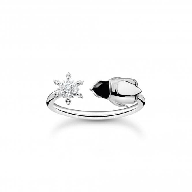 Sterling Silver Snowflake And Penguin Ring TR2416-041-7