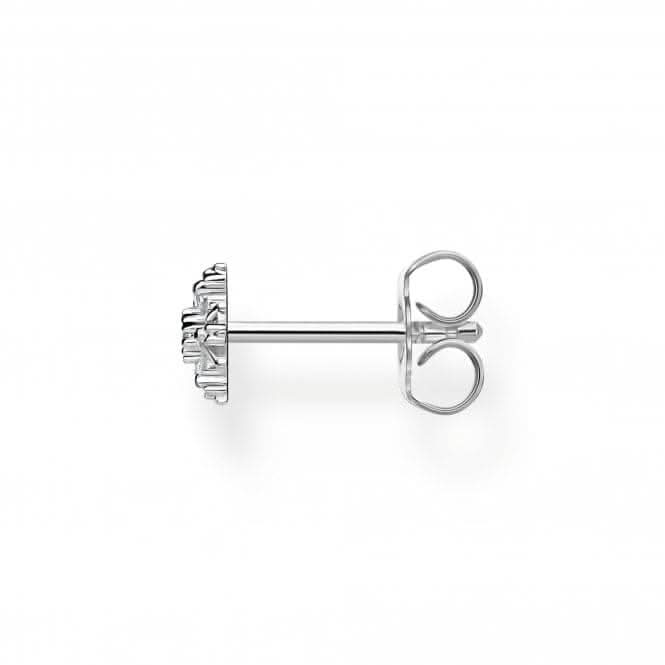 Sterling Silver Snowflake With White Stones Single Earring H2260-051-14