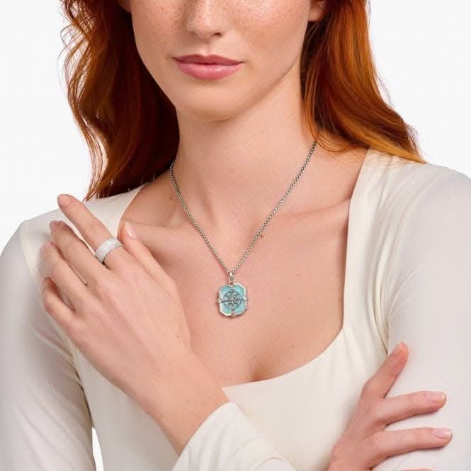 Sterling Silver Stone Enamel Multicoloured Octagonal Shaped Pendant PE961-340-7