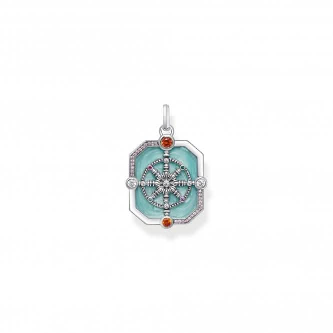 Sterling Silver Stone Enamel Multicoloured Octagonal Shaped Pendant PE961-340-7