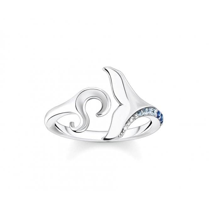 Sterling Silver Tail Fin And Wave Blue Stone Ring TR2385-644-1