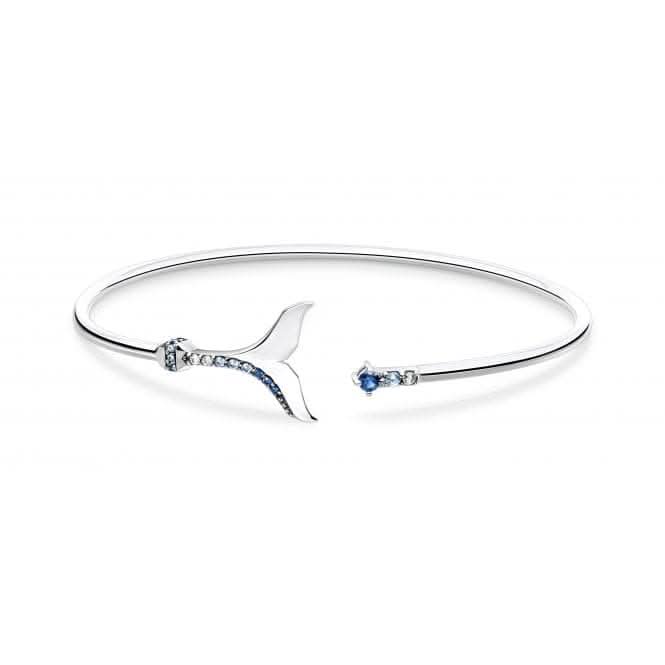 Sterling Silver Tail Fin Blue Stones Bangle AR109-644-1