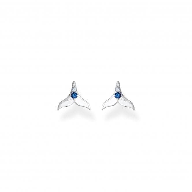 Sterling Silver Tail Fin Blue Stones Earrings H2228-644-1
