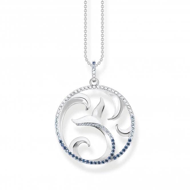 Sterling Silver Tail Fin Blue Stones Necklace KE2145-644-1-L50V