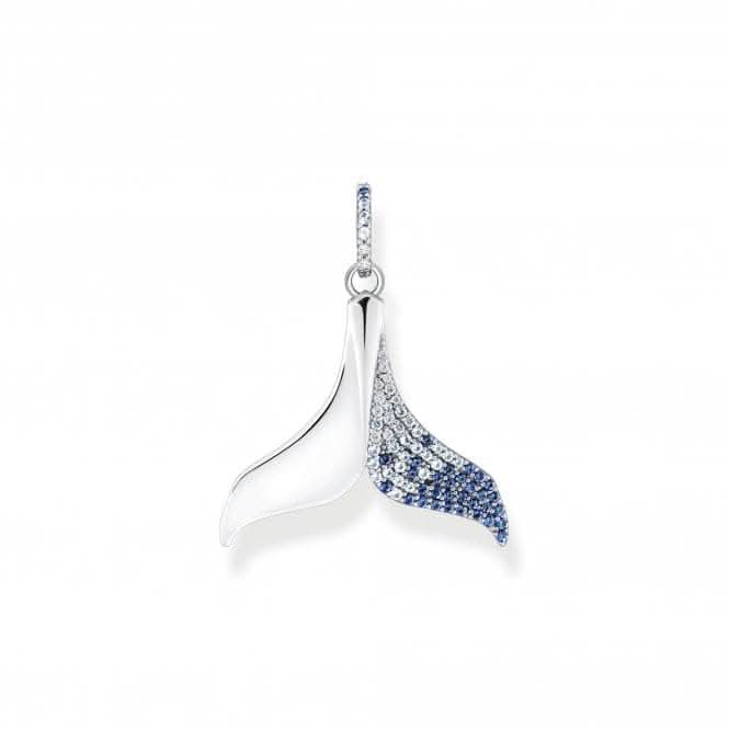Sterling Silver Tail Fin Blue Stones Pendant PE931-644-1