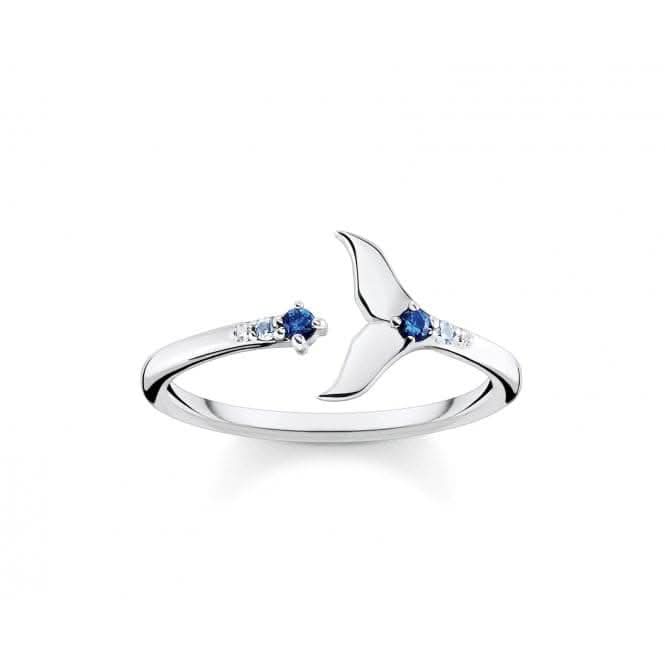 Sterling Silver Tail Fin Blue Stones Ring TR2386-644-1