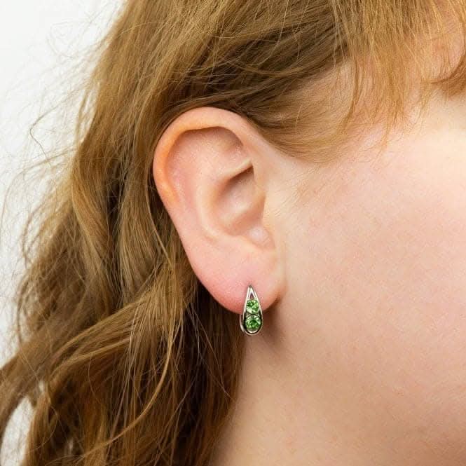 Fiorelli Silver Teardrop Crystals Hoop Earrings E6161G