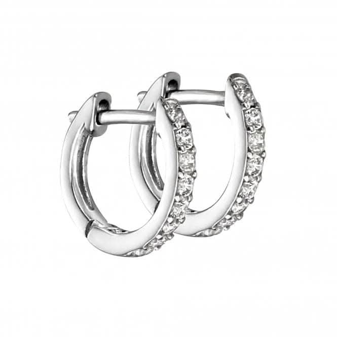 Sterling Silver Thin Zirconia Huggie Hoop Earrings E5875C