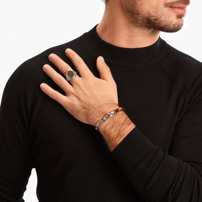 Sterling Silver Tigers Eye Beads And Chain Bracelet A2088 - 826 - 2Thomas Sabo Sterling SilverA2088 - 826 - 2