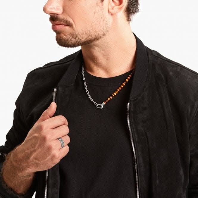 Sterling Silver Tigers Eye Beads And Chain Necklace KE2179 - 826 - 2Thomas Sabo Sterling SilverKE2179 - 826 - 2