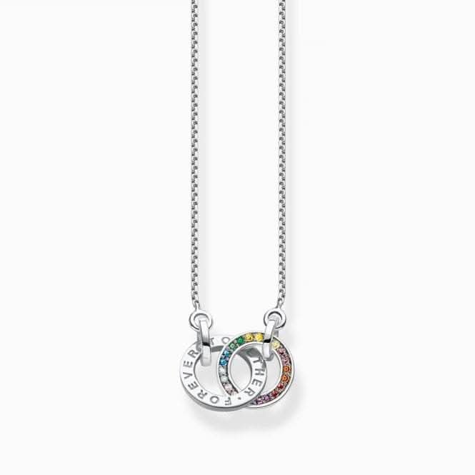 Sterling Silver Together Forever Colourful Stones Necklace KE1488-318-7