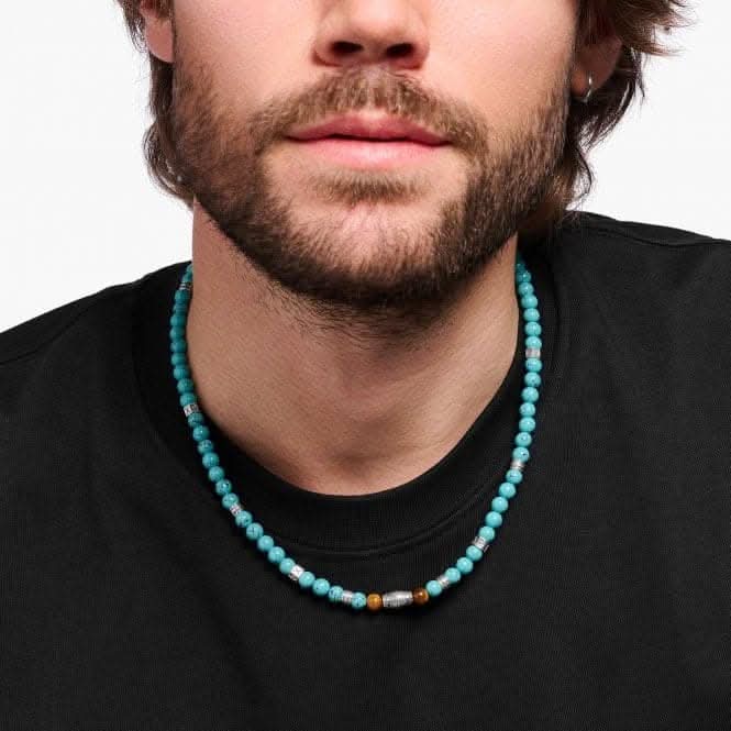 Sterling Silver Turquoise With Tiger's Eye Elements Necklace KE2180-364-17