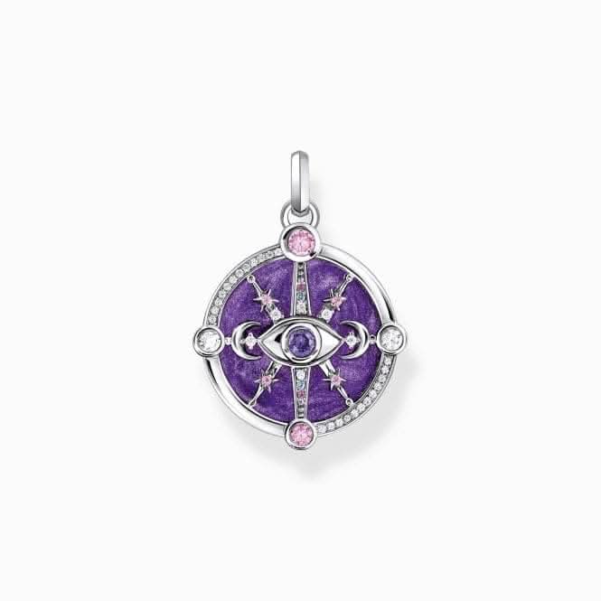 Sterling Silver Violet Enamel With Colourful Stones Pendant PE956-473-13