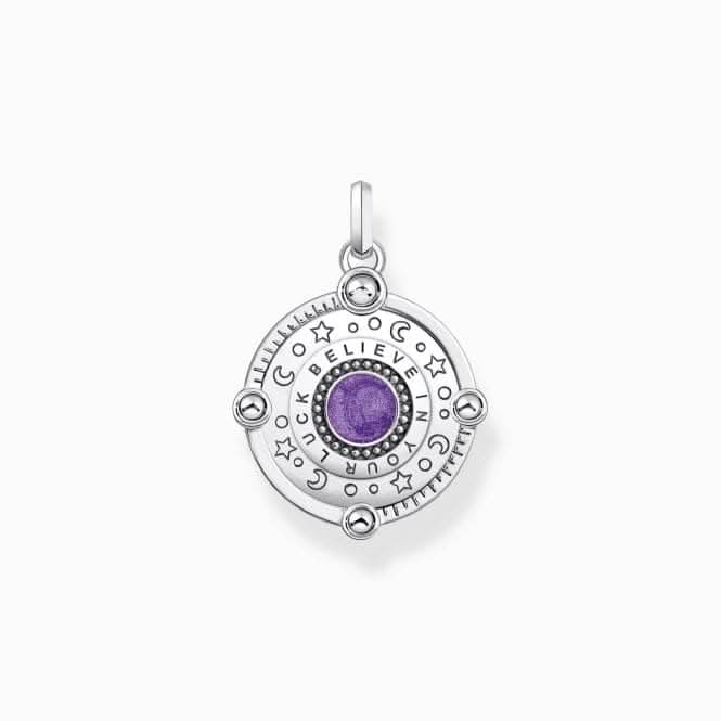 Sterling Silver Violet Enamel With Colourful Stones Pendant PE956-473-13
