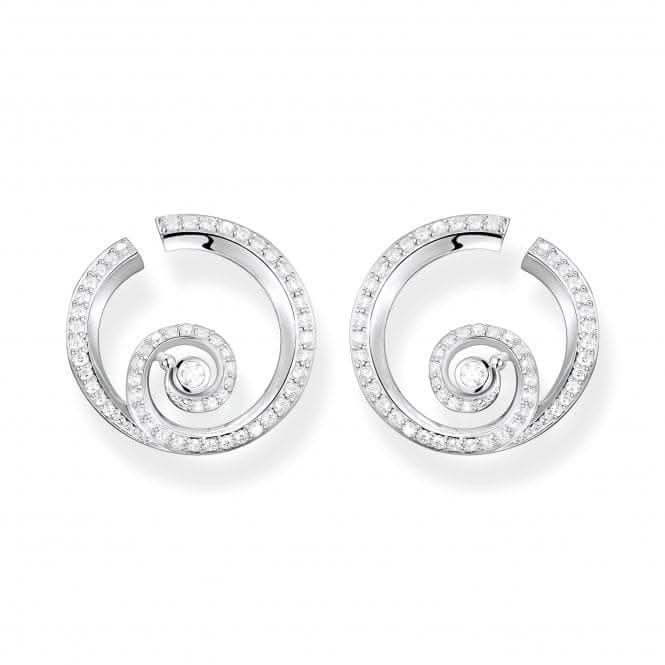 Sterling Silver Wave White Stones Earrings H2227-051-14