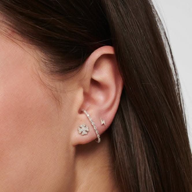 Sterling Silver White Cloverleaf Single Ear Stud H2215-051-14