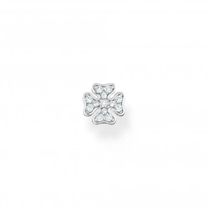 Sterling Silver White Cloverleaf Single Ear Stud H2215-051-14