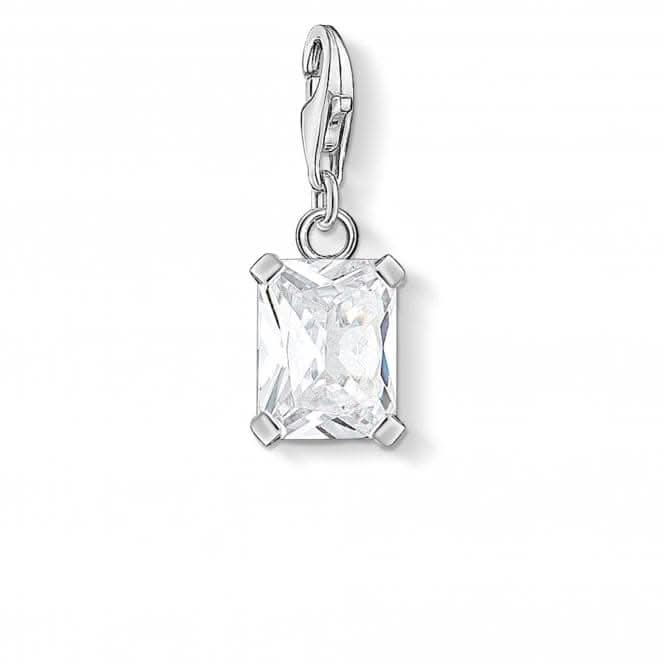 Sterling Silver White Facet Charm Pendant 1849-051-14